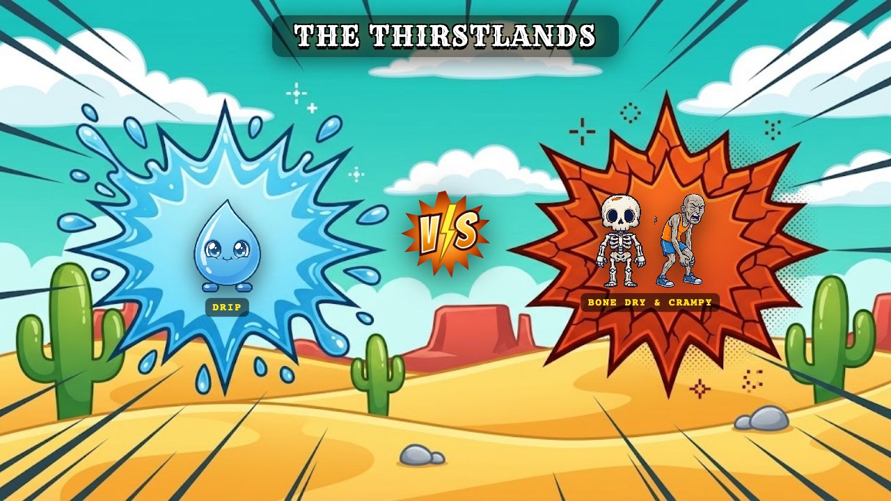 VS card: DRIP versus Bone Dry and Crampy in the Thirstlands