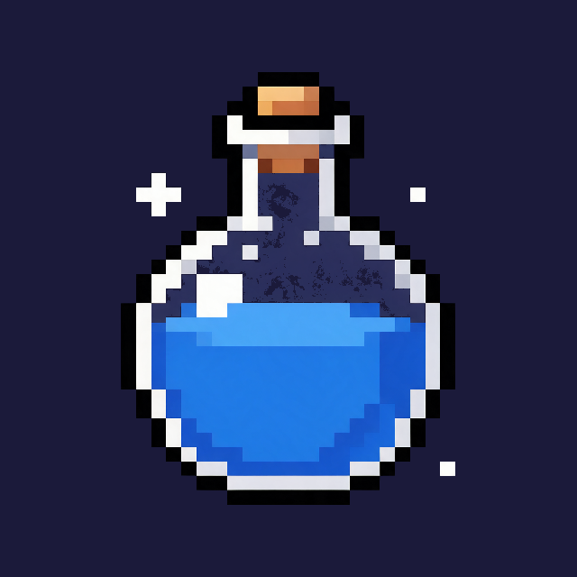 8-bit blue potion flask