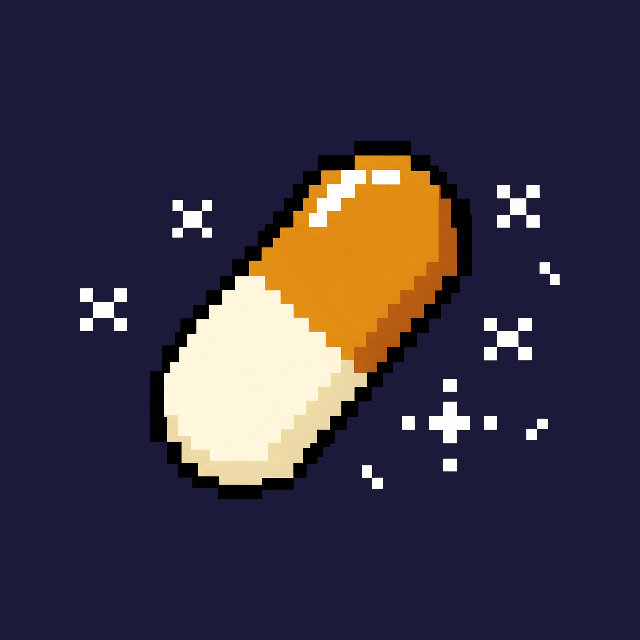 8-bit pixel art vitamin capsule